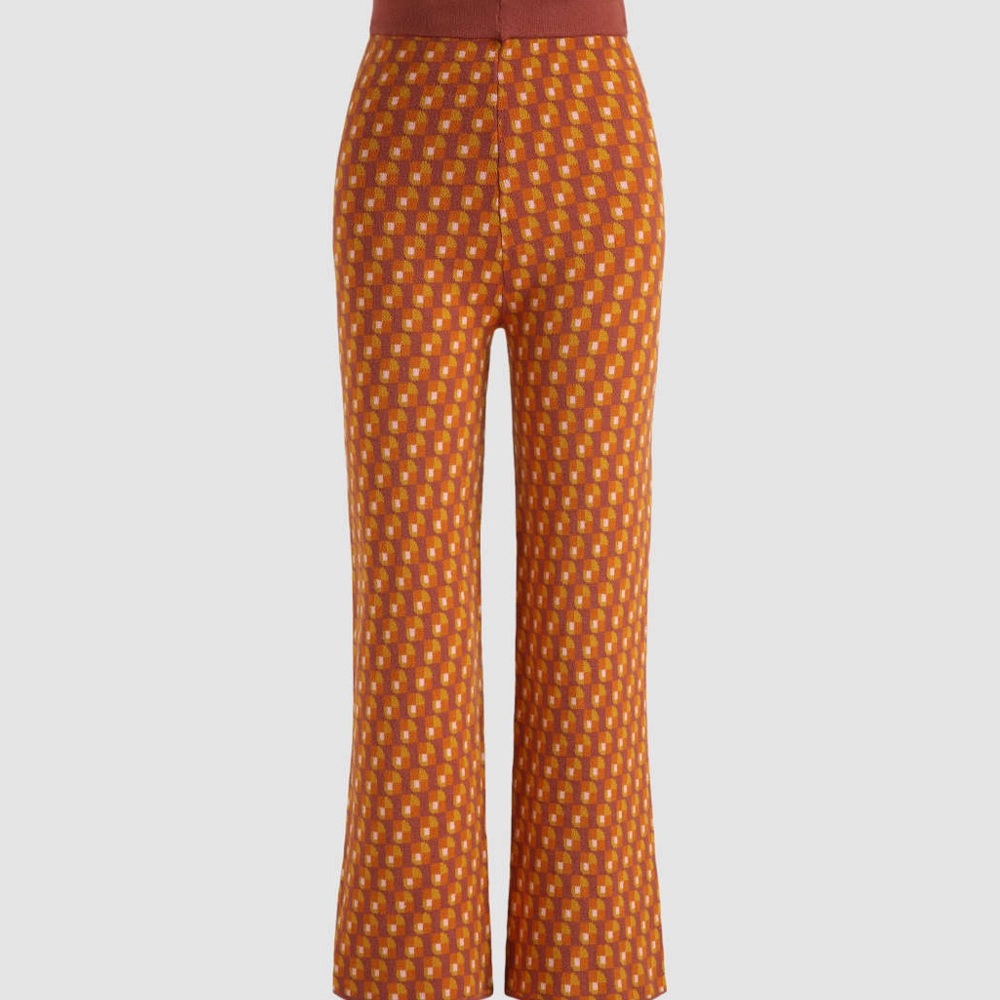 Stylish Orange Patterned Women's Pants